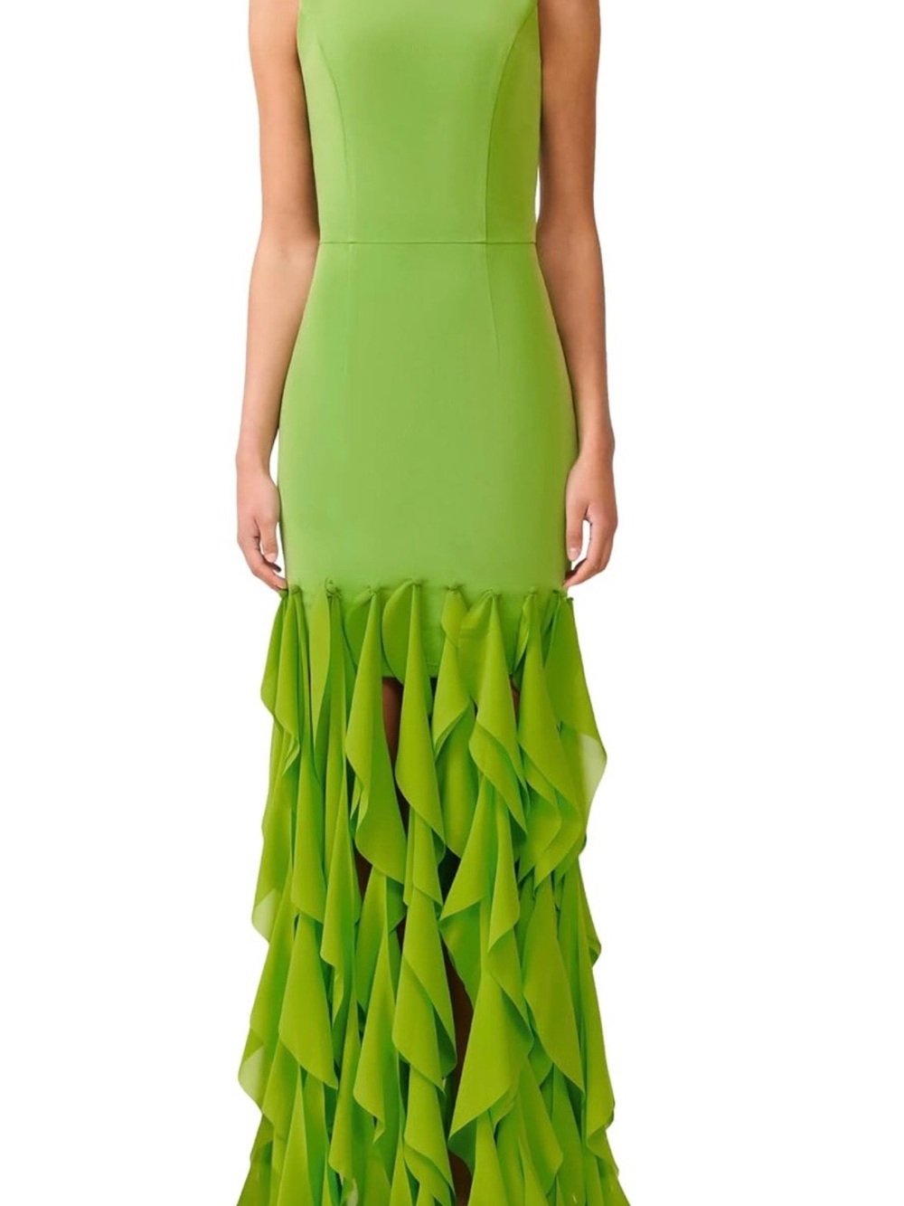 Elliatt Bright Lime Ruffle-Hem Maxi Dress